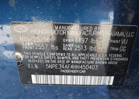 2017 Hyundai Sonata Sport z USA, uszkodzony, nr VIN 5NPE34AF4HH450403